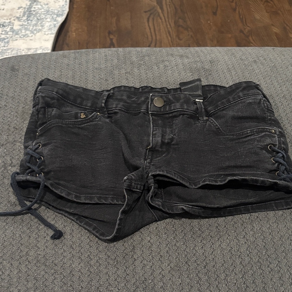 🟢10/$10 Black Jean Shorts with Lace-Up Sides